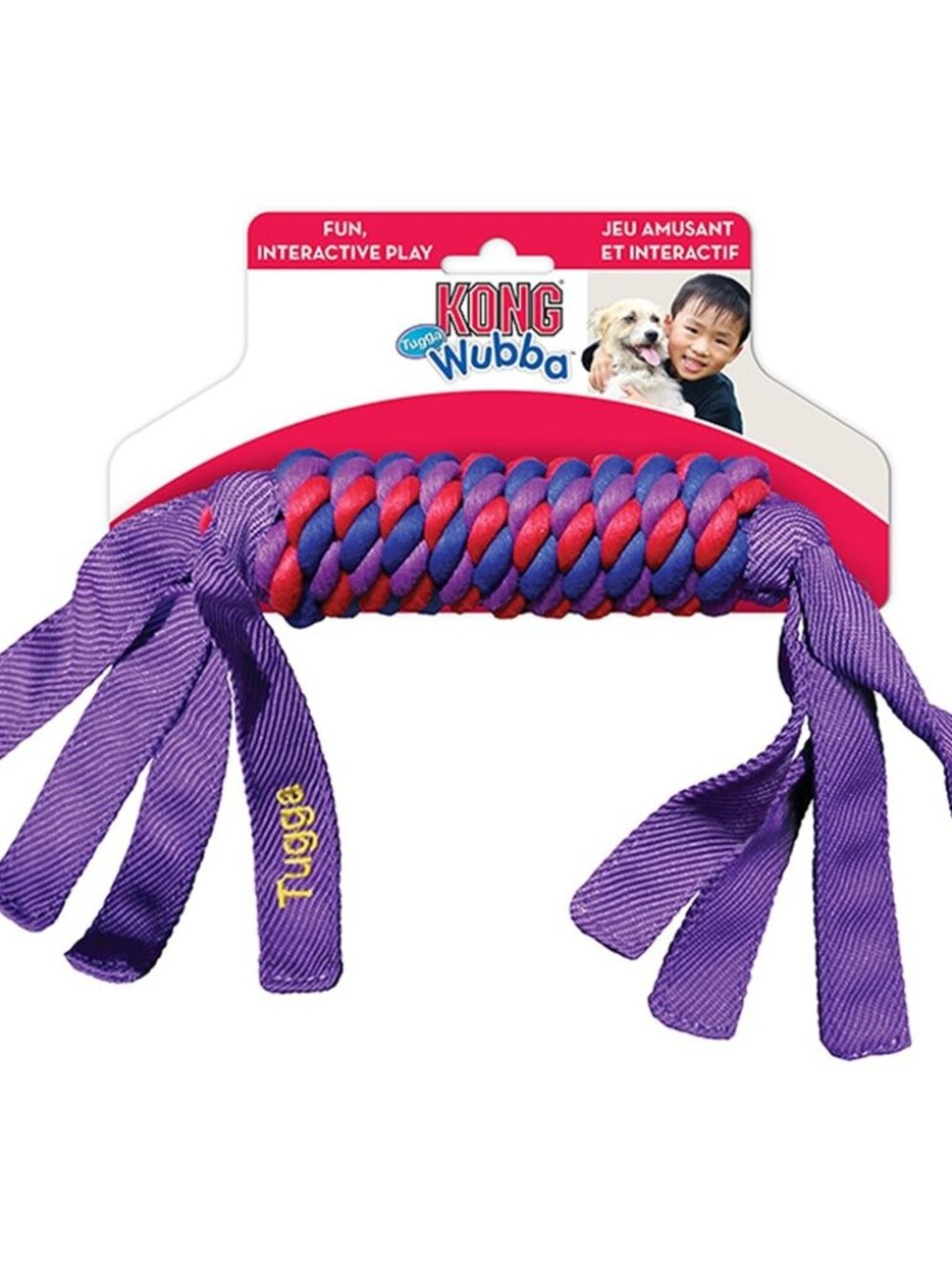 KONG Tugga Wubba Small Dog Toy Ballistic Nylon Rope Tug Fetch Toy